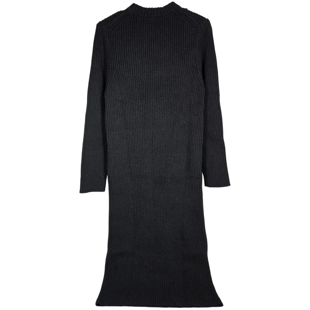 J Crew Ribbed Long‎ Sleeve Sweater Dress Black XXL